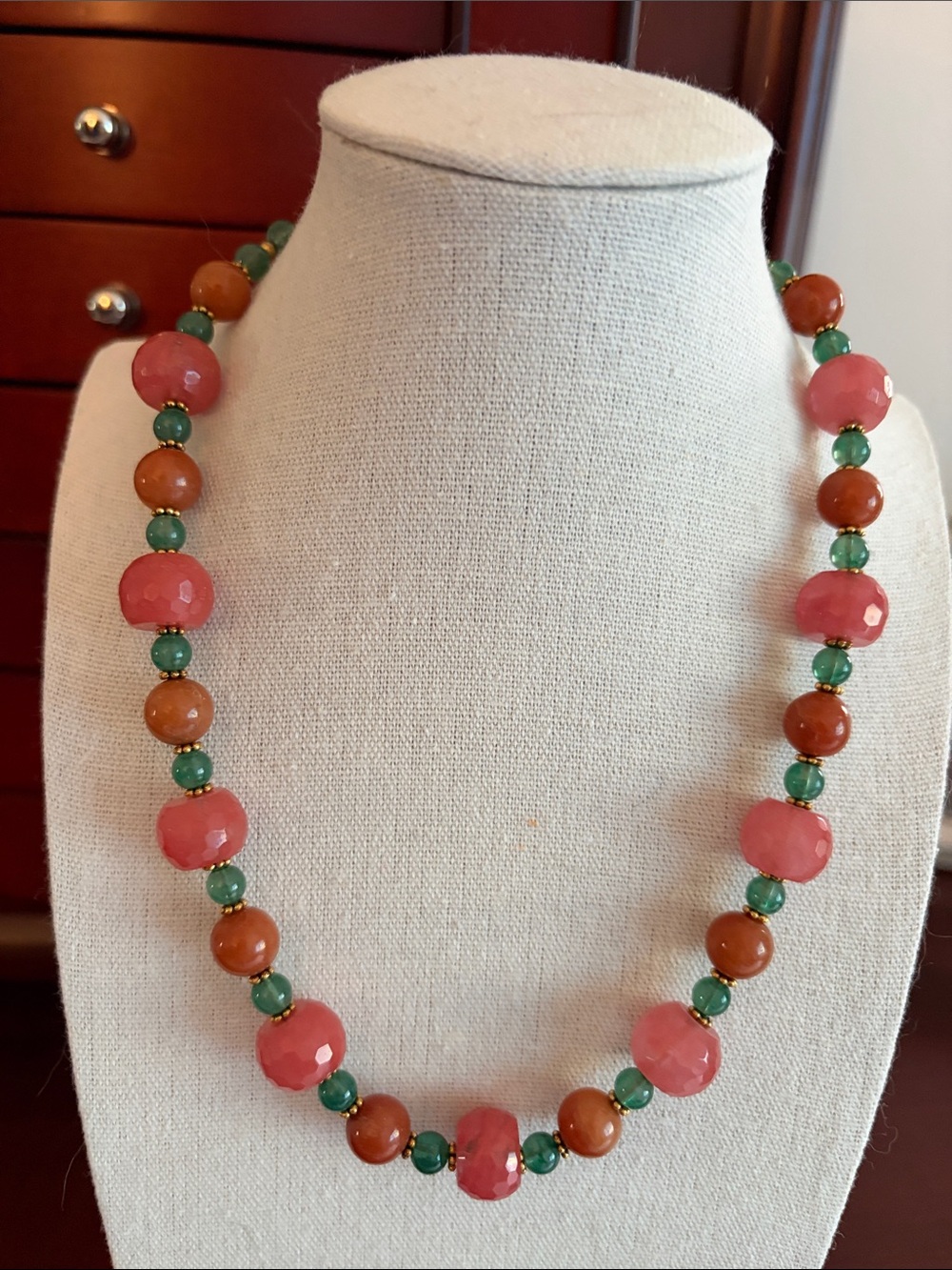 Vintage Quartz, Sunstone and Aventurine Necklace